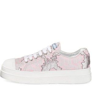 Rosa/Silver Double Metallic Jacquard Fabric Double